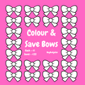 White bows on a pink background with text about saving money.