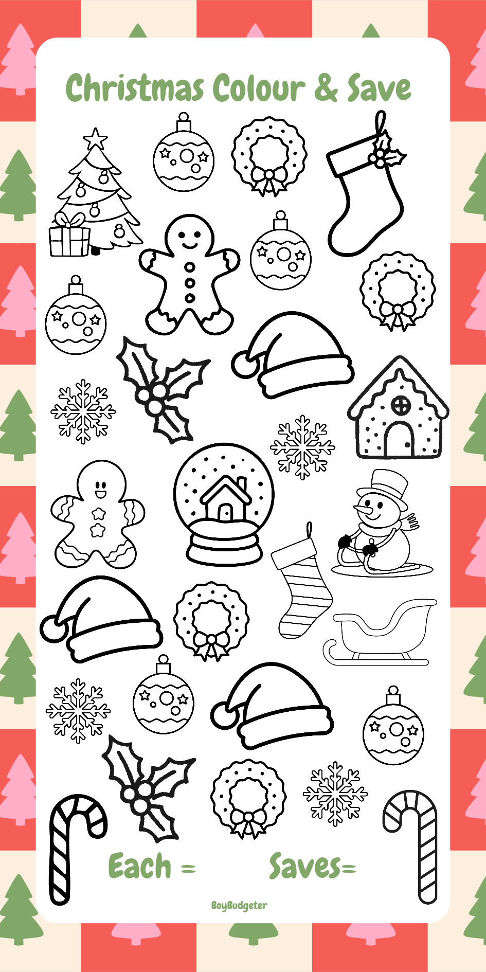 Christmas Colour & Save Savings Challenge
