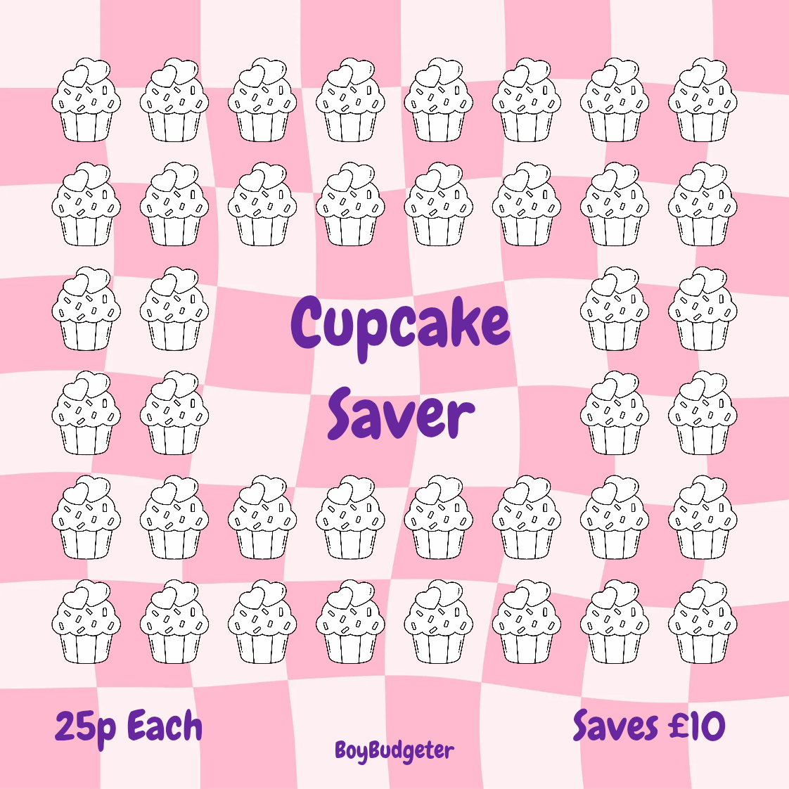 Cupcake themed mini savings challenge tracker - handmade laminated budgeting card
