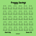 Pattern of green frogs with text on a green background