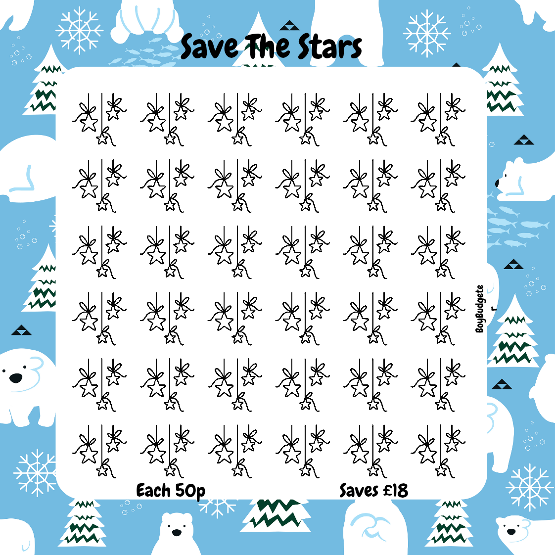 Save the stars space themed mini savings challenge tracker - handmade laminated card
