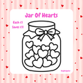 Jar of hearts design with a pink background and heart patterns