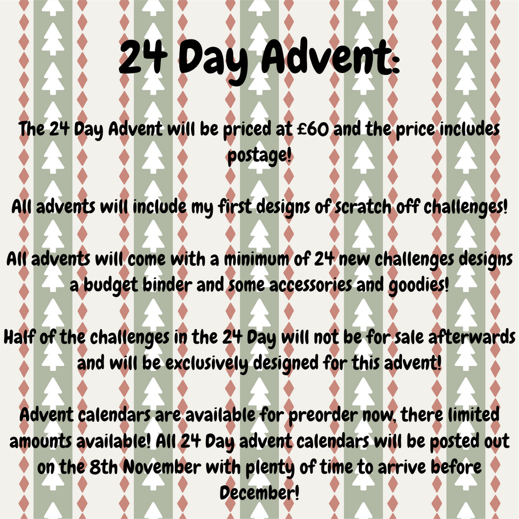 24 Day Advent Calendar printable savings challenge with daily budgeting activities
