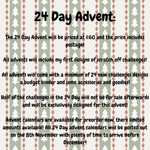 24 Day Advent Calendar printable savings challenge with daily budgeting activities
