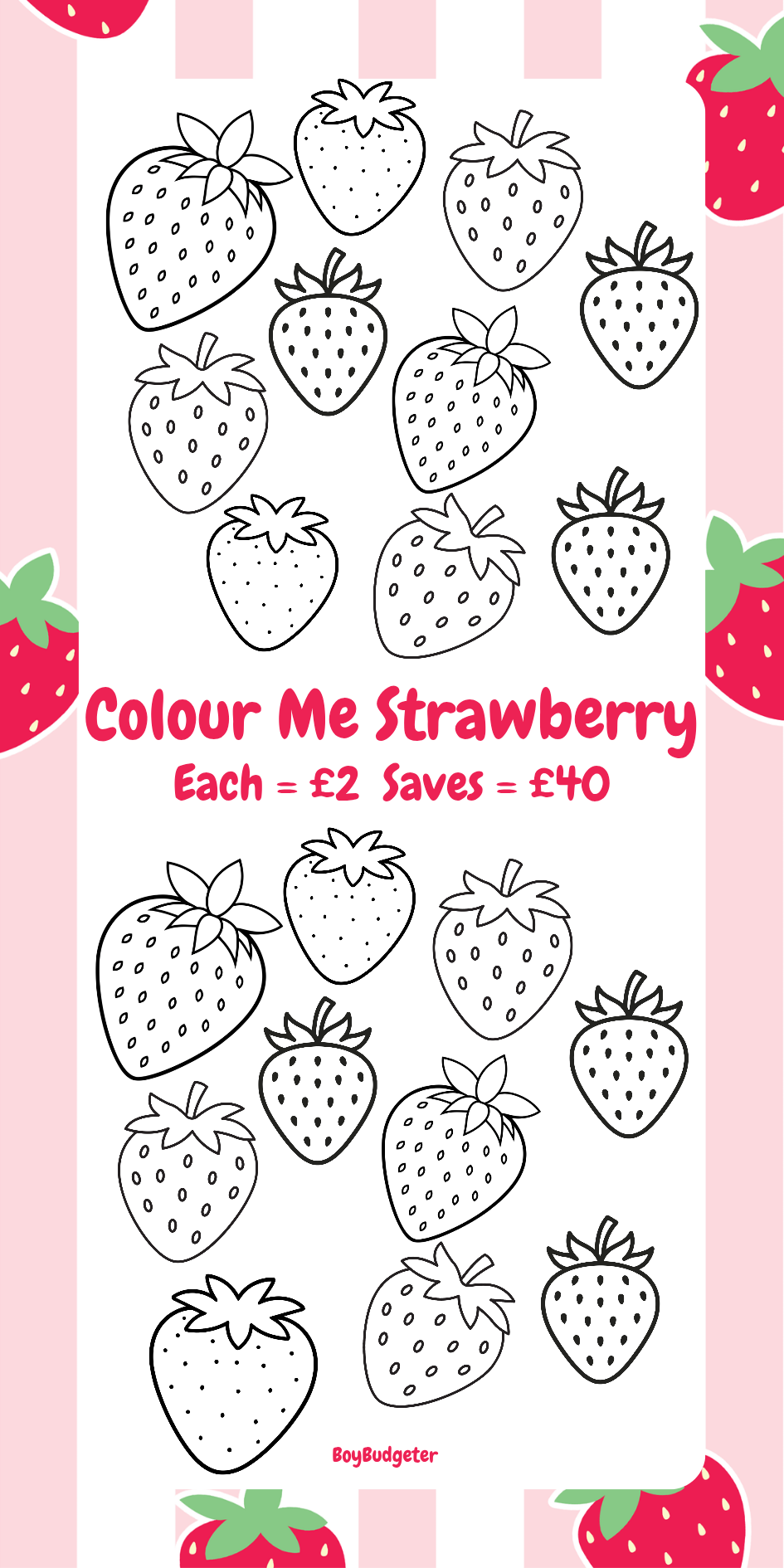 Colour Me Strawberry Savings Challenge