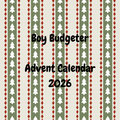 Advent calendar with Christmas tree pattern and 'Boy Budgeter Advent Calendar 2026' text.