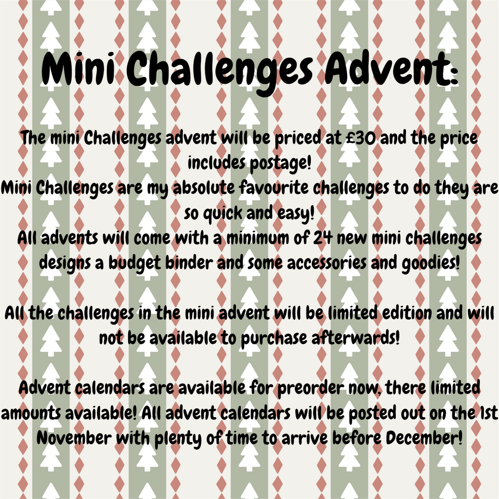 Text about Mini Challenges Advent with a patterned background