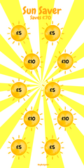Sun saver sunshine themed savings challenge tracker - handmade laminated budgeting card
