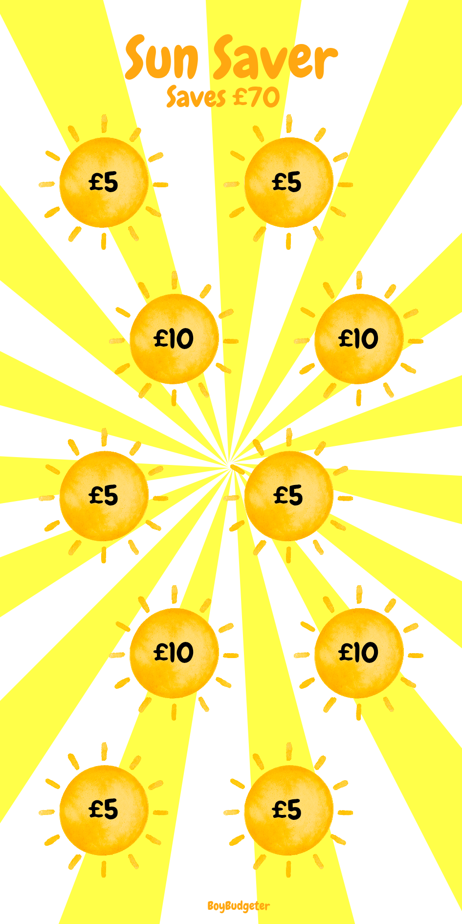 Sun saver sunshine themed savings challenge tracker - handmade laminated budgeting card
