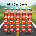 Illustration of red cars on a road with text 'Mini Cars Saver' and 'BoyBudgeter'.