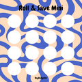 Patterned background with white circles and blue wavy lines, featuring 'Roll & Save Mini' and 'BoyBudgeter'.